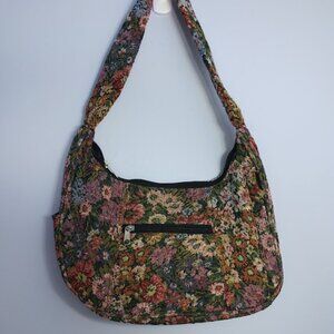 Vintage 80s Floral Tapestry Hobo Shoulder Bag Slouchy Multicolor New Deadstock